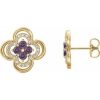 14K Yellow Natural Alexandrite & 1/5 CTW Natural Diamond Clover Earrings