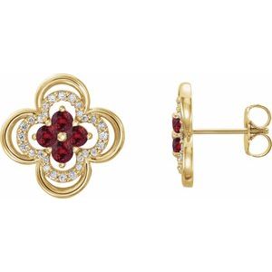 Natural Ruby And 1/5 Ctw Natural Diamond Earrings