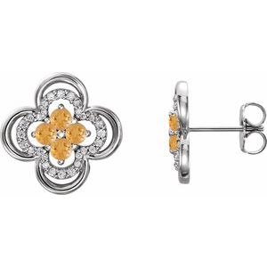 Natural Citrine And 1/5 Ctw Natural Diamond Earrings