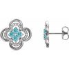 Sterling Silver Natural Blue Zircon & 1/5 CTW Natural Diamond Clover Earrings