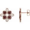 14K Rose Natural Mozambique Garnet & 1/4 CTW Natural Diamond Earrings