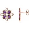 14K Rose Natural Amethyst & 1/4 CTW Natural Diamond Earrings