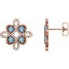 14K Rose Natural Aquamarine & 1/4 CTW Natural Diamond Earrings