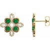 14K Yellow Natural Emerald & 1/4 CTW Natural Diamond Earrings