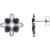 Lab-Grown Blue Sapphire And 1/4 Ctw Natural Diamond Earrings