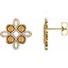 14K Yellow Natural Citrine & 1/4 CTW Natural Diamond Earrings