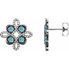 Sterling Silver Natural Blue Zircon & 1/4 CTW Natural Diamond Earrings