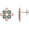 14K Rose Natural Blue Zircon & 1/4 CTW Natural Diamond Earrings