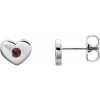 14K White Natural Mozambique Garnet Heart Earrings