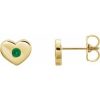 14K Yellow Natural Emerald Heart Earrings