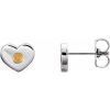 14K White Natural Citrine Heart Earrings