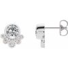 Sterling Silver Natural White Sapphire & 1/8 CTW Natural Diamond Earrings