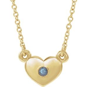 14K Yellow Lab-Grown Alexandrite Heart 16″ Necklace