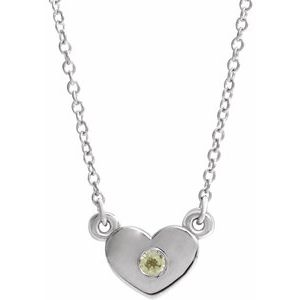 Natural Peridot Heart Necklace