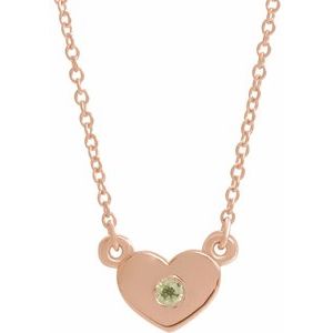 Natural Peridot Heart Necklace