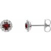 Sterling Silver 3 mm Natural Mozambique Garnet & 1/10 CTW Natural Diamond Earrings