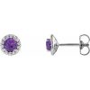 Sterling Silver 6 mm Natural Amethyst & 1/8 CTW Natural Diamond Earrings