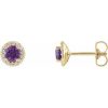 Natural Amethyst And 1/8 Ctw Natural Diamond Earrings