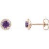 14K Rose 6 mm Natural Amethyst & 1/8 CTW Natural Diamond Earrings