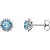 14K White 6 mm Natural Aquamarine & 1/8 CTW Natural Diamond Earrings