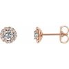 14K Rose 5 mm Natural White Sapphire & 1/8 CTW Natural Diamond Earrings