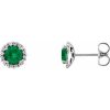 Sterling Silver 6 mm Lab-Grown Emerald & 1/8 CTW Natural Diamond Earrings