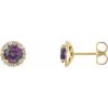 14K Yellow 4.5 mm Lab-Grown Alexandrite & 1/10 CTW Natural Diamond Earrings