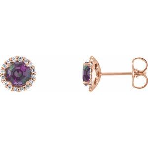 Lab-Grown Alexandrite And 1/8 Ctw Natural Diamond Earrings