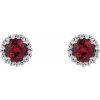 Platinum 5.5 mm Natural Ruby & 1/8 CTW Natural Diamond Earrings