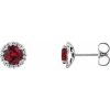 Platinum 3 mm Lab-Grown Ruby & 1/10 CTW Natural Diamond Earrings