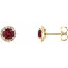 14K Yellow 6 mm Lab-Grown Ruby & 1/8 CTW Natural Diamond Earrings