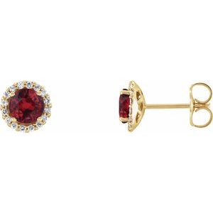 Natural Ruby And 1/8 Ctw Natural Diamond Earrings