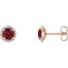 14K Rose 5 mm Natural Ruby & 1/8 CTW Natural Diamond Earrings