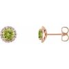 14K Rose 4.5 mm Natural Peridot & 1/10 CTW Natural Diamond Earrings