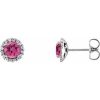 Platinum 5.5 mm Natural Pink Tourmaline & 1/8 CTW Natural Diamond Earrings