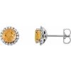 Sterling Silver 3 mm Natural Citrine & 1/10 CTW Natural Diamond Earrings