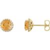 14K Yellow 3 mm Natural Citrine & 1/10 CTW Natural Diamond Earrings