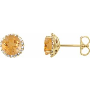 Natural Citrine And 1/8 Ctw Natural Diamond Earrings