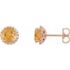 14K Rose 4.5 mm Natural Citrine & 1/10 CTW Natural Diamond Earrings