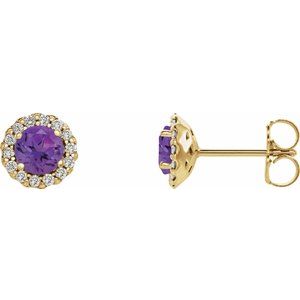 Natural Amethyst And 1/10 Ctw Natural Diamond Earrings