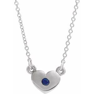 Natural Blue Sapphire Heart Necklace