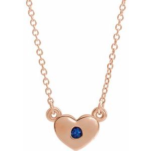 Lab-Grown Blue Sapphire Heart Necklace