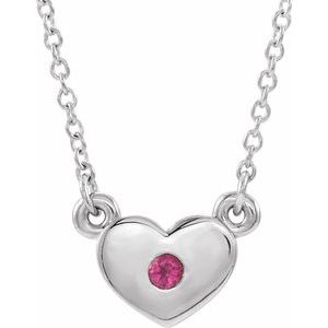 Natural Pink Tourmaline Heart Necklace