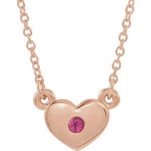 Natural Pink Tourmaline Heart Necklace