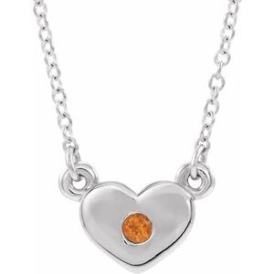 Natural Citrine Heart Necklace