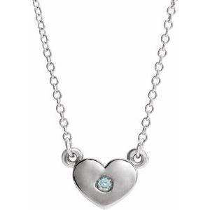 Natural Blue Zircon Heart Necklace