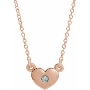 Natural Blue Zircon Heart Necklace