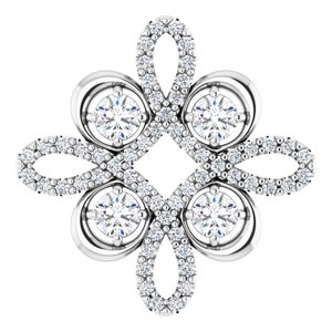 14K White 3/8 CTW Natural Diamond Clover Pendant