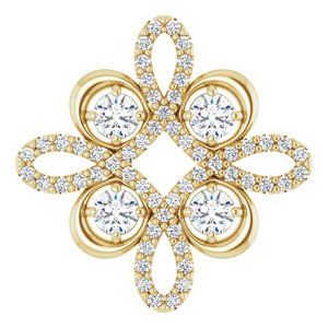 14K Yellow 3/8 CTW Natural Diamond Clover Pendant