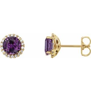 Lab-Grown Alexandrite And 1/8 Ctw Natural Diamond Earrings